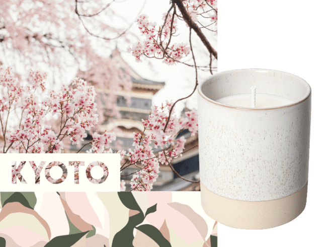 bougie végétale dans céramique parfum jardin de kyoto